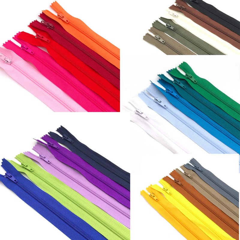 YUEDI 75pcs 20 Inch 14 Inch and 9 Inch Mixed Size Nylon Coil Zipper Bulk with Zipper Presser Foot for Sewing Craft(25 Color Zippers) - Image 4